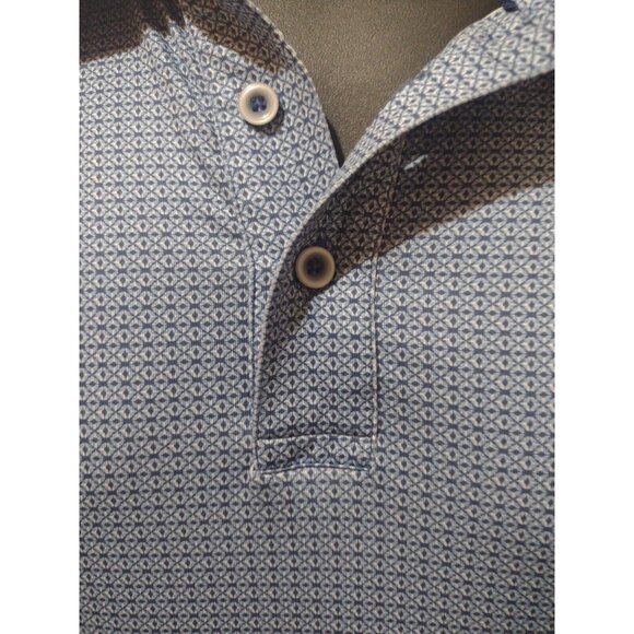 Johnston & Murphy Mens Performance Geometric Polo Shirt Blue Large L S/S - Picture 3 of 10